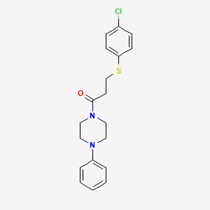 molecular formula C19H21ClN2OS B4990785 3-[(4-Chlorophenyl)sulfanyl]-1-(4-phenylpiperazin-1-yl)propan-1-one 