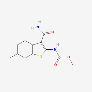 molecular formula C13H18N2O3S B4990888 ETHYL N-[3-(AMINOCARBONYL)-6-METHYL-4,5,6,7-TETRAHYDRO-1-BENZOTHIOPHEN-2-YL]CARBAMATE 