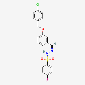 molecular formula C20H16ClFN2O3S B4991029 N'-{3-[(4-chlorobenzyl)oxy]benzylidene}-4-fluorobenzenesulfonohydrazide 