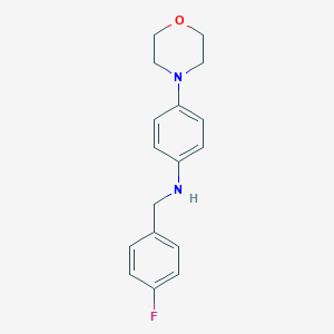 molecular formula C17H19FN2O B499116 N-[(4-FLUOROPHENYL)METHYL]-4-(MORPHOLIN-4-YL)ANILINE 