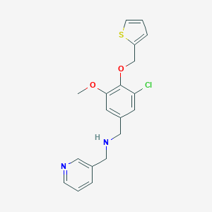 molecular formula C19H19ClN2O2S B499175 ({3-CHLORO-5-METHOXY-4-[(THIOPHEN-2-YL)METHOXY]PHENYL}METHYL)[(PYRIDIN-3-YL)METHYL]AMINE 