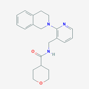 molecular formula C21H25N3O2 B4992054 N-[[2-(3,4-dihydro-1H-isoquinolin-2-yl)pyridin-3-yl]methyl]oxane-4-carboxamide 