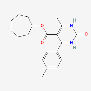 molecular formula C20H26N2O3 B4992106 Cycloheptyl 6-methyl-4-(4-methylphenyl)-2-oxo-1,2,3,4-tetrahydropyrimidine-5-carboxylate 