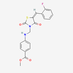 molecular formula C19H15FN2O4S B4992132 Methyl 4-({[(5E)-5-[(2-fluorophenyl)methylidene]-2,4-dioxo-1,3-thiazolidin-3-YL]methyl}amino)benzoate 