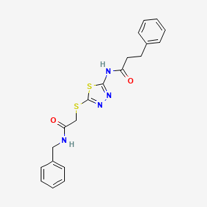 molecular formula C20H20N4O2S2 B4992237 N-(5-((2-(benzylamino)-2-oxoethyl)thio)-1,3,4-thiadiazol-2-yl)-3-phenylpropanamide 