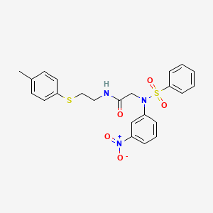 molecular formula C23H23N3O5S2 B4992303 N~1~-{2-[(4-methylphenyl)thio]ethyl}-N~2~-(3-nitrophenyl)-N~2~-(phenylsulfonyl)glycinamide 