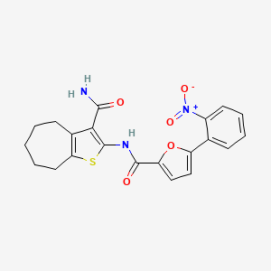 molecular formula C21H19N3O5S B4992318 N-(3-carbamoyl-5,6,7,8-tetrahydro-4H-cyclohepta[b]thiophen-2-yl)-5-(2-nitrophenyl)furan-2-carboxamide 