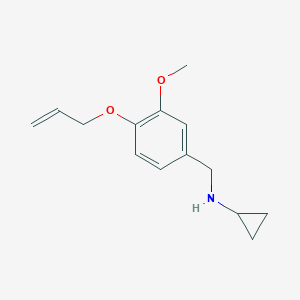 molecular formula C14H19NO2 B499233 N-[4-(allyloxy)-3-methoxybenzyl]-N-cyclopropylamine 