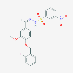 molecular formula C21H18FN3O6S B4992368 N'-{4-[(2-fluorobenzyl)oxy]-3-methoxybenzylidene}-3-nitrobenzenesulfonohydrazide 