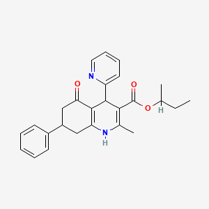 molecular formula C26H28N2O3 B4992422 sec-butyl 2-methyl-5-oxo-7-phenyl-4-(2-pyridinyl)-1,4,5,6,7,8-hexahydro-3-quinolinecarboxylate 
