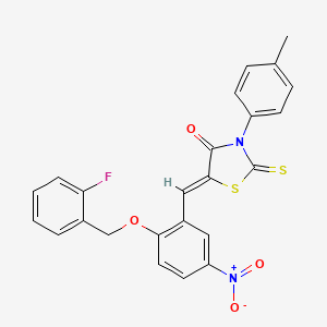 molecular formula C24H17FN2O4S2 B4992502 (5Z)-5-[[2-[(2-fluorophenyl)methoxy]-5-nitrophenyl]methylidene]-3-(4-methylphenyl)-2-sulfanylidene-1,3-thiazolidin-4-one 
