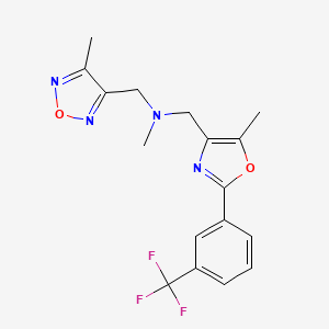 molecular formula C17H17F3N4O2 B4992507 N-methyl-1-(4-methyl-1,2,5-oxadiazol-3-yl)-N-({5-methyl-2-[3-(trifluoromethyl)phenyl]-1,3-oxazol-4-yl}methyl)methanamine 