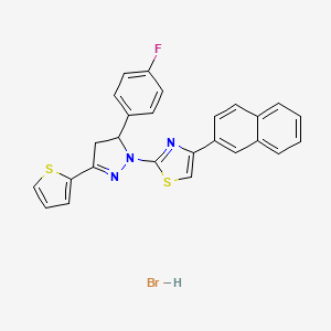 molecular formula C26H19BrFN3S2 B4992579 2-[3-(4-Fluorophenyl)-5-thiophen-2-yl-3,4-dihydropyrazol-2-yl]-4-naphthalen-2-yl-1,3-thiazole;hydrobromide 