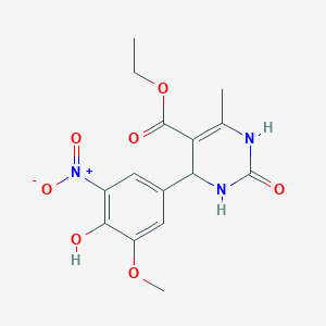 molecular formula C15H17N3O7 B4992802 Ethyl 4-(4-hydroxy-3-methoxy-5-nitrophenyl)-6-methyl-2-oxo-1,2,3,4-tetrahydropyrimidine-5-carboxylate 