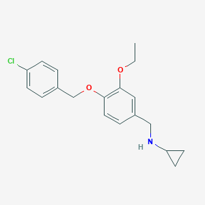 molecular formula C19H22ClNO2 B499282 N-{4-[(4-chlorobenzyl)oxy]-3-ethoxybenzyl}cyclopropanamine 