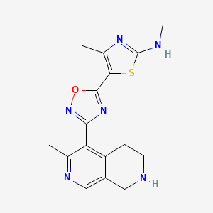 molecular formula C16H18N6OS B4992843 N,4-dimethyl-5-[3-(3-methyl-5,6,7,8-tetrahydro-2,7-naphthyridin-4-yl)-1,2,4-oxadiazol-5-yl]-1,3-thiazol-2-amine bis(trifluoroacetate) 