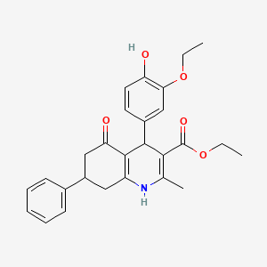 molecular formula C27H29NO5 B4992852 Ethyl 4-(3-ethoxy-4-hydroxyphenyl)-2-methyl-5-oxo-7-phenyl-1,4,5,6,7,8-hexahydroquinoline-3-carboxylate 