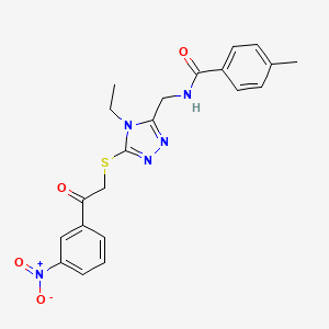molecular formula C21H21N5O4S B4992874 N-[(4-ethyl-5-{[2-(3-nitrophenyl)-2-oxoethyl]thio}-4H-1,2,4-triazol-3-yl)methyl]-4-methylbenzamide 