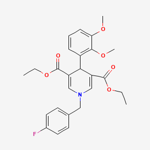 molecular formula C26H28FNO6 B4992923 diethyl 4-(2,3-dimethoxyphenyl)-1-(4-fluorobenzyl)-1,4-dihydro-3,5-pyridinedicarboxylate 