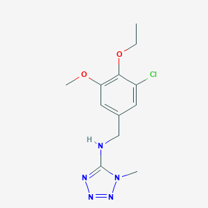 molecular formula C12H16ClN5O2 B499297 N-[(3-chloro-4-ethoxy-5-methoxyphenyl)methyl]-1-methyltetrazol-5-amine CAS No. 876897-77-7