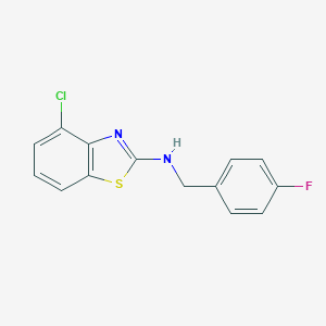 molecular formula C14H10ClFN2S B499298 4-chloro-N-[(4-fluorophenyl)methyl]-1,3-benzothiazol-2-amine 