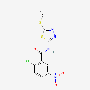 molecular formula C11H9ClN4O3S2 B4992990 2-chloro-N-[5-(ethylthio)-1,3,4-thiadiazol-2-yl]-5-nitrobenzamide CAS No. 313223-90-4