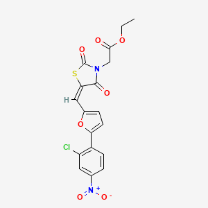 molecular formula C18H13ClN2O7S B4993048 ethyl [(5E)-5-{[5-(2-chloro-4-nitrophenyl)furan-2-yl]methylidene}-2,4-dioxo-1,3-thiazolidin-3-yl]acetate 