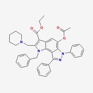 molecular formula C39H38N4O4 B4993210 ethyl 5-(acetyloxy)-1-benzyl-6,8-diphenyl-2-(1-piperidinylmethyl)-1,6-dihydropyrrolo[2,3-e]indazole-3-carboxylate 