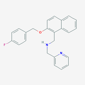 molecular formula C24H21FN2O B499324 N-({2-[(4-fluorobenzyl)oxy]-1-naphthyl}methyl)-N-(2-pyridinylmethyl)amine 