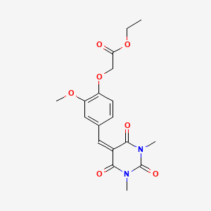 molecular formula C18H20N2O7 B4993280 ETHYL 2-{4-[(1,3-DIMETHYL-2,4,6-TRIOXO-1,3-DIAZINAN-5-YLIDENE)METHYL]-2-METHOXYPHENOXY}ACETATE 