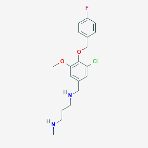 molecular formula C19H24ClFN2O2 B499334 N-{3-chloro-4-[(4-fluorobenzyl)oxy]-5-methoxybenzyl}-N-[3-(methylamino)propyl]amine 