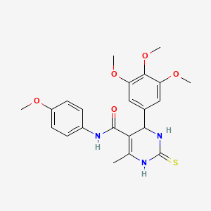 molecular formula C22H25N3O5S B4993594 N-(4-METHOXYPHENYL)-6-METHYL-2-SULFANYLIDENE-4-(3,4,5-TRIMETHOXYPHENYL)-1,2,3,4-TETRAHYDROPYRIMIDINE-5-CARBOXAMIDE 