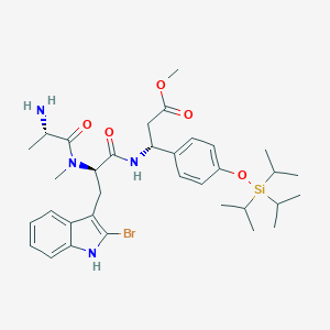 molecular formula C34H49BrN4O5Si B049936 methyl (3R)-3-[[(2R)-2-[[(2S)-2-aminopropanoyl]-methylamino]-3-(2-bromo-1H-indol-3-yl)propanoyl]amino]-3-[4-tri(propan-2-yl)silyloxyphenyl]propanoate CAS No. 943858-26-2