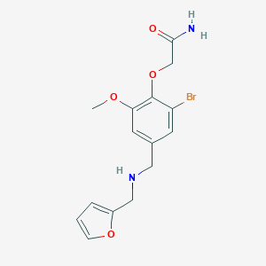 molecular formula C15H17BrN2O4 B499387 2-(2-Bromo-4-{[(furan-2-ylmethyl)amino]methyl}-6-methoxyphenoxy)acetamide 