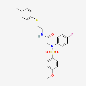 molecular formula C24H25FN2O4S2 B4993874 N~2~-(4-fluorophenyl)-N~2~-[(4-methoxyphenyl)sulfonyl]-N~1~-{2-[(4-methylphenyl)thio]ethyl}glycinamide 