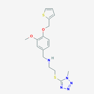 molecular formula C17H21N5O2S2 B499392 ({3-METHOXY-4-[(THIOPHEN-2-YL)METHOXY]PHENYL}METHYL)({2-[(1-METHYL-1H-1,2,3,4-TETRAZOL-5-YL)SULFANYL]ETHYL})AMINE 