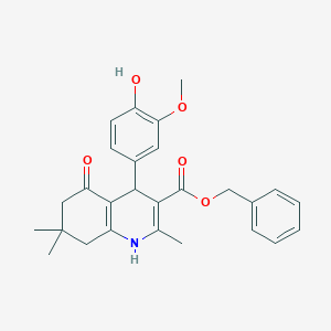 molecular formula C27H29NO5 B4994093 Benzyl 4-(4-hydroxy-3-methoxyphenyl)-2,7,7-trimethyl-5-oxo-1,4,5,6,7,8-hexahydroquinoline-3-carboxylate 
