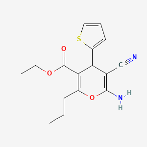 molecular formula C16H18N2O3S B4994140 ethyl 6-amino-5-cyano-2-propyl-4-(2-thienyl)-4H-pyran-3-carboxylate 
