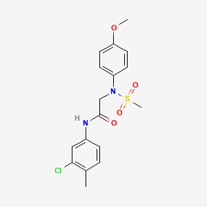 molecular formula C17H19ClN2O4S B4994188 N-(3-chloro-4-methylphenyl)-2-(4-methoxy-N-methylsulfonylanilino)acetamide 