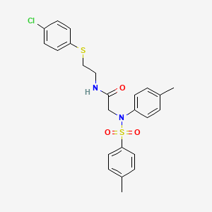 molecular formula C24H25ClN2O3S2 B4994280 N~1~-{2-[(4-chlorophenyl)thio]ethyl}-N~2~-(4-methylphenyl)-N~2~-[(4-methylphenyl)sulfonyl]glycinamide 