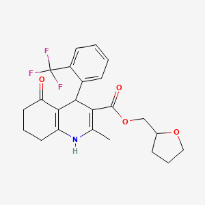 molecular formula C23H24F3NO4 B4994437 Tetrahydrofuran-2-ylmethyl 2-methyl-5-oxo-4-[2-(trifluoromethyl)phenyl]-1,4,5,6,7,8-hexahydroquinoline-3-carboxylate 