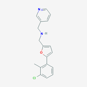 molecular formula C18H17ClN2O B499465 1-[5-(3-chloro-2-methylphenyl)furan-2-yl]-N-(pyridin-3-ylmethyl)methanamine 