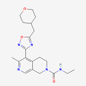 molecular formula C20H27N5O3 B4994654 N-ethyl-6-methyl-5-[5-(oxan-4-ylmethyl)-1,2,4-oxadiazol-3-yl]-3,4-dihydro-1H-2,7-naphthyridine-2-carboxamide 