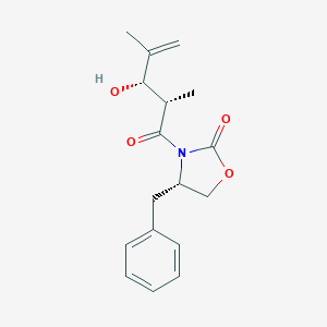 molecular formula C17H21NO4 B049947 (4S)-3-[(2S,3S)-3-Hydroxy-2,4-dimethyl-1-oxo-4-penten-1-yl]-4-(phenylmethyl)-2-oxazolidinone CAS No. 226703-78-2