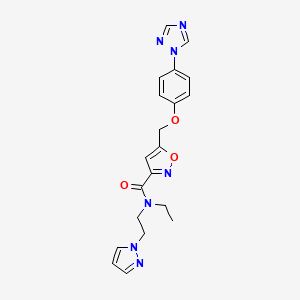 molecular formula C20H21N7O3 B4994874 N-ethyl-N-[2-(1H-pyrazol-1-yl)ethyl]-5-{[4-(1H-1,2,4-triazol-1-yl)phenoxy]methyl}-3-isoxazolecarboxamide 
