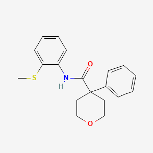 molecular formula C19H21NO2S B4994916 N-[2-(methylthio)phenyl]-4-phenyltetrahydro-2H-pyran-4-carboxamide 
