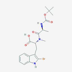 molecular formula C20H26BrN3O5 B049950 (2R)-3-(2-bromo-1H-indol-3-yl)-2-[methyl-[(2S)-2-[(2-methylpropan-2-yl)oxycarbonylamino]propanoyl]amino]propanoic acid CAS No. 131791-79-2