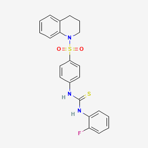 molecular formula C22H20FN3O2S2 B4995081 N-[4-(3,4-dihydro-1(2H)-quinolinylsulfonyl)phenyl]-N'-(2-fluorophenyl)thiourea 