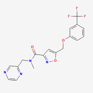 molecular formula C18H15F3N4O3 B4995097 N-methyl-N-(pyrazin-2-ylmethyl)-5-[[3-(trifluoromethyl)phenoxy]methyl]-1,2-oxazole-3-carboxamide 