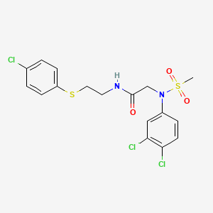 molecular formula C17H17Cl3N2O3S2 B4995108 N~1~-{2-[(4-chlorophenyl)thio]ethyl}-N~2~-(3,4-dichlorophenyl)-N~2~-(methylsulfonyl)glycinamide 